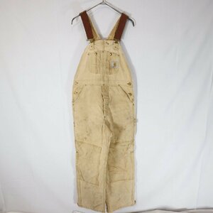 90年代 Carhartt カーハート 中綿 ダック地 オーバーオール ワークウェア ダック生地 ブラウン ( メンズ 34相当 ) 中古 古着 M6478