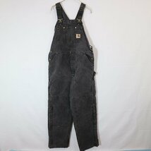 SALE///// Ｃarhartt カーハート 中綿 ダックオーバーオール ワークウェア 作業着 ペインター 黒 ( メンズ 38 ) M6148_画像1