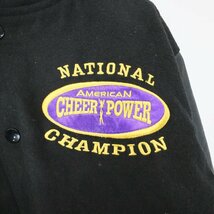 SALE///// CHEER POWER スタジアムジャンパー アメカジ レザー切り替え 短丈 スナップボタン 黒 × 白 ( メンズ M ) M7761_画像5