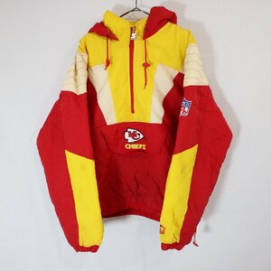 SALE///// STARTER スターター NFL チーフス 中綿 アノラックパーカー ナイロンジャケット プロチーム 赤×黄色 ( メンズ L ) M6787