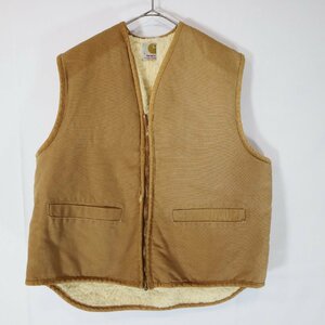 90年代 Carhartt カーハート ハンティングベスト ワークウェア 作業着 ダック地 裏地ボア ダック ( メンズ L ) 中古 古着 M6341