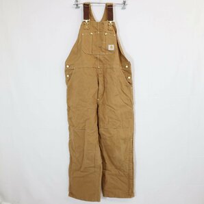 SALE///// 80年代 Carhartt カーハート 中綿 ダック地 オーバーオール ワークウェア ダック生地 作業着 茶色 ( メンズ 44 ) M7727の画像1