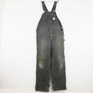 SALE///// 80年代 Carhartt カーハート 中綿 ダック地 オーバーオール ワークウェア ダック生地 黒 ( メンズ 42 ) M7794