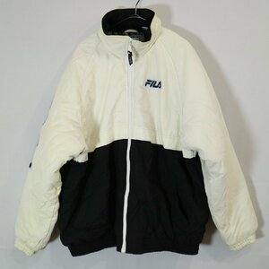 SALE///// FILA フィラ 中綿ナイロンジャケット スポーツウェア ストリート系 防寒 アウター ホワイト×ブラック ( メンズ XL ) M7410