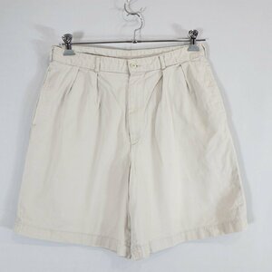 SALE///// 90s USA製 J.CREW 2タック ショートパンツ ショーツ 無地 巨人タグ ライトベージュ ( メンズ 34 ) N102