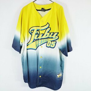 SALE///// 90s FUBU フブ グラデ―ジョン ベースボールシャツ ゲームシャツ 野球 スポーツ イエロー系 ( メンズ XXL ) N0449