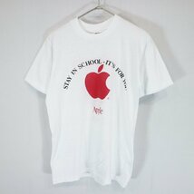 SALE///// 90s USA製 Stedman アップル 企業ロゴ 半袖 プリントＴシャツ 英文字 ホワイト ( メンズ M ) N0426_画像1