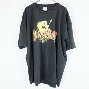 SALE///// 90-00s スポンジボブ プリント Tシャツ キャラクター 大きいサイズ ブラック ( メンズ XXL ) N0491