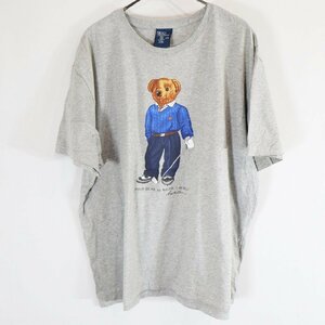 SALE///// 00ｓ Polo by Ralph Lauren ラルフローレン グラフィック 半袖 プリント Tシャツ ポロベアー グレー ( メンズ XL ) N0433