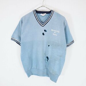 SALE///// 60s USA製 Champion チャンピオン ランタグ IOWA 半袖 スウェット リンガー ヴィンテージ ライトブルー ( メンズ M ) N0331