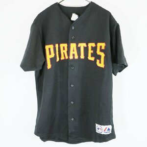 SALE///// USA製 majestic MLB ピッツバーグ・パイレーツ ゲームシャツ プロチーム 野球 スポーツ ブラック ( メンズ L ) N0587