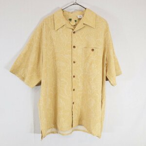 SALE///// Banana Cabana 総柄 花柄 半袖 シルクシャツ 開襟 ボックスシルエット イエロー ( メンズ L ) N0681