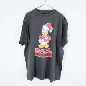 SALE///// 90s USA製 MICKEY UNLIMITED Disney ディズニー 半袖 ドナルド 半袖 プリント Tシャツ ブラック ( メンズ L相当 ) N1075