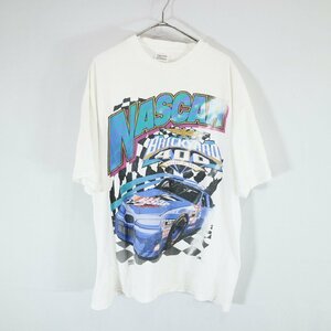 SALE///// 90s NASCAR グラフィック プリント 半袖 Tシャツ モータースポーツ ホワイト ( メンズ XL ) N1064