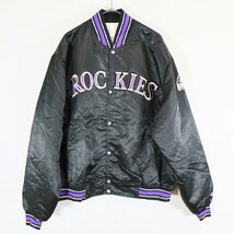 SALE///// 90s USA製 STARTER スターター MLB コロラドロッキーズ スタジアムジャンバー スタジャン ブラック ( メンズ XXL ) N1664_画像1