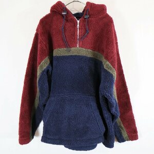 SALE///// 90ｓ BLUE フリースパーカー アウトドア キャンプ 防寒 アウター ブルー ( メンズ L ) N1493