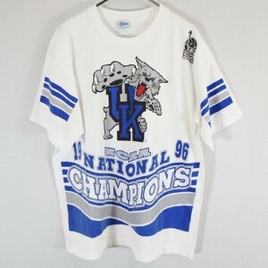 SALE///// 90s USA製 SALEM NCAA FINALFOUR 1996 半袖 両面プリントＴシャツ ケンタッキー大学 スポーツ ホワイト ( メンズ L ) N1222