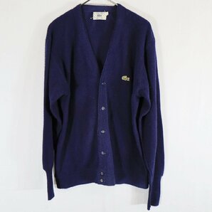 SALE///// 80s USA製 IZOD LACOSTE ラコステ アクリル ニットカーディガン セーター ビンテージ ネイビー ( メンズ L ) N2094の画像1