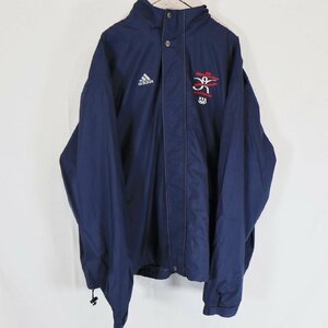 SALE///// 00s adidas アディダス オリンピック ナイロンジャケット スポーツ 刺繍ロゴ ネイビー ( メンズ XL ) N1842