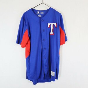 SALE///// MLB テキサスレンジャーズ ベースボールシャツ ユニフォーム 野球 ユニフォーム プロチーム ブルー ( メンズ M ) N1891