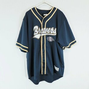 SALE///// TRUE FAN MLB ミルウォーキー・ブルワーズ 半袖 ベースボールシャツ プロチーム 野球 スポーツ ネイビー ( メンズ XL ) N2921