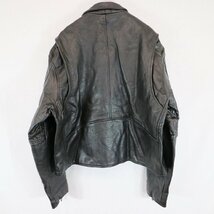 SALE///// LEATHER CLUB レザー ダブル ライダースジャケット アメカジ バイカー サーキット ブラック ( メンズ XLサイズ相当 ) N3096_画像2