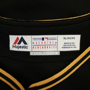 SALE///// USA製 Majestic MLB ピッツバーグ・パイレーツ 半袖 ベースボールシャツ プロチーム 野球 ブラック ( メンズ XL ) N2925の画像10