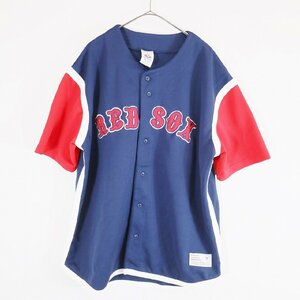 SALE///// TRUE FAN MLB ボストンレッドソックス 半袖 ベースボールシャツ プロチーム 野球 ネイビー ( メンズ XL ) N2837