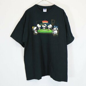 SALE///// PEANUTS ピーナッツ SNOOPY スヌーピー 半袖 プリントTシャツ ポーカー フロントプリント ブラック ( メンズ XL ) N3285