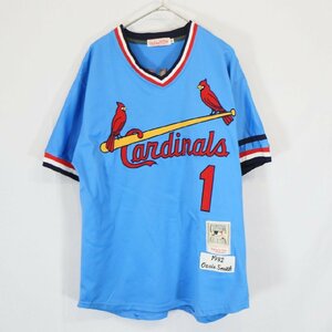 SALE///// mitchell & ness MLB カージナルス 半袖 ゲームシャツ プロチーム 野球 オジー・スミス ブルー ( メンズ 50 ) N3811