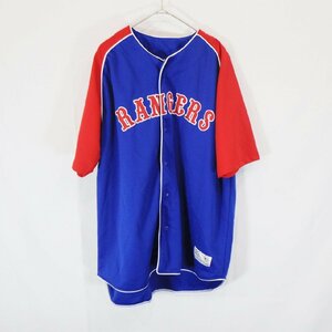 SALE///// TRUE FAN MLB テキサス・レンジャーズ 半袖 ベースボールシャツ プロチーム 野球 ブルー ( メンズ XL ) N3885