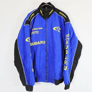 SALE///// ナイロン レーシングジャケット スバルロゴ モーターサイクル サーキット 走行用 ブルー ( メンズ XL ) N4318