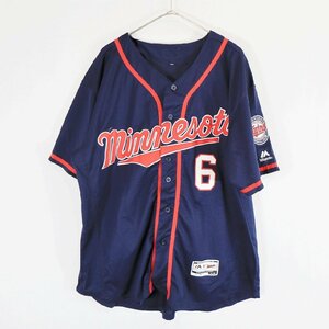 SALE///// Majestic MLB ミネソタ・ツインズ ゲームシャツ プロチーム 野球 ベースボール ネイビー ( メンズ 52 ) N4502