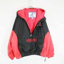 SALE///// LOGO ATHLETIC NCAA ネブラスカ大学 中綿 プルオーバー ジャケット 大学 スポーツ ブラック ( メンズ XL ) N4421_画像6