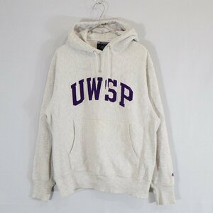 SALE///// Champion リバースウィーブ カレッジ系 パーカー アメカジ スウェット 霜降り ウィスコンシン州 グレー ( メンズ S ) N4748