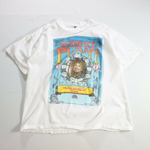 SALE///// F□90年代 USA製 Robert Plant ロバートプラント ツアー プリント 半袖 Tシャツ 音楽 ロック ミュージシャン 白 (XL) k4193