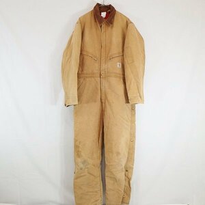 SALE///// 90s USA製 Carhartt カーハート つなぎ 中綿 オールインワン ワークウェア ダック生地 作業着 ブラウン ( メンズ 42 ) M9892