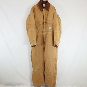 SALE///// 90s USA製 Carhartt カーハート つなぎ 中綿 オールインワン ワークウェア ダック生地 作業着 ブラウン ( メンズ L相当 ) M9893