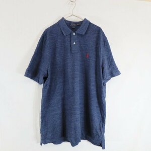 SALE///// Polo Ralph Lauren ポロラルフローレン S/S ポロシャツ 鹿の子 半袖 カジュアル 無地 ネイビー ( メンズ XL ) M9467