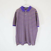 SALE///// 90s Polo by Ralph Lauren ポロラルフローレン 半袖 ボーダーポロシャツ アメカジ ポニー パープル ( メンズ XL ) N0067_画像1