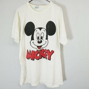 SALE///// 80s USA製 Disney ディズニー ミッキー 半袖 ラグラン プリントTシャツ OLD ホワイト ( メンズ ONE SIZE(XL相当） ) M9760