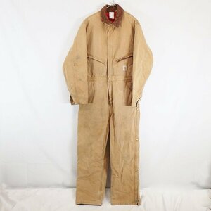 SALE///// 90s USA製 Carhartt カーハート つなぎ 中綿 オールインワン ワークウェア ダック生地 作業着 ブラウン ( メンズ 46 ) M9891