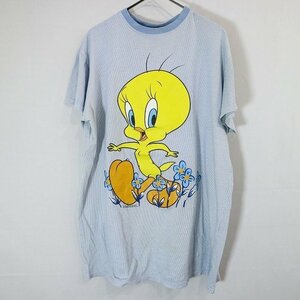 SALE///// 90s LOONY TUNES ルーニー・テューンズ トゥイーティー 半袖 プリントTシャツ ストライプ ( レディース XL相当 ) M9757