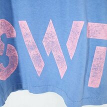 SALE///// 80s USA製 Champion チャンピオン SWAT 半袖 プリントTシャツ 胸ポケ 文字 シングルステッチ ライトブルー ( メンズ L ) M9766_画像6