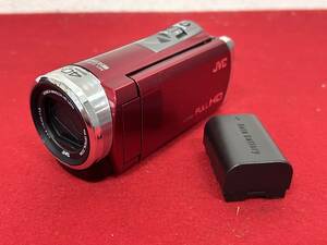 M-5631 【同梱不可】980円～ 現状品　JVCケンウッド　ビデオカメラ　GZ-E600-R　レッド　f=2.9～116ｍｍ　1:1.8　バッテリー式　