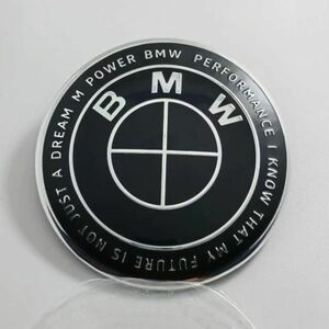 BMW emblem 45mm for 50 anniversary black all black prevention film attaching steering gear steering wheel new goods unused free shipping 
