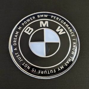 BMW エンブレム 45mm 用 ５０周年 ブラック ホワイト 防止フィルム付き ステアリング ハンドル 新品未使用 送料無料