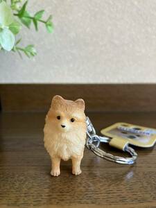 かわいい犬のフィギュアキーホルダー♪　ポメラニアン　オレンジ　キーリング　2個セット