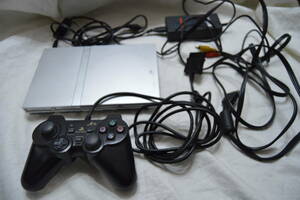 F051 現状品 PS2 プレイステーション2 PlayStation2 SCPH-77000 SS サテンシルバー SONY プレステ2 薄型 本体 コントローラ DUALSHOCK 