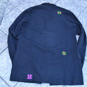 F132 レア 中古 ビンテージ vintage yohji yamamoto pour homme ヨウジヤマモト ウール 刺繍 ジャケット 黒 ブラック 2 BC アーカイブの画像10